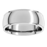 10K White 7 mm Stepped-Edge Comfort-Fit Half Round Band Size 8.5