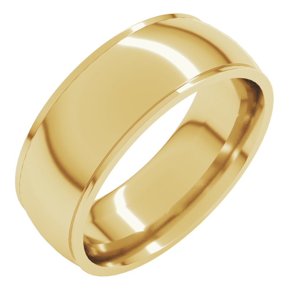 18K Yellow 7 mm Stepped-Edge Comfort-Fit Half Round Band Size 10.5