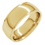 18K Yellow 7 mm Stepped-Edge Comfort-Fit Half Round Band Size 10.5