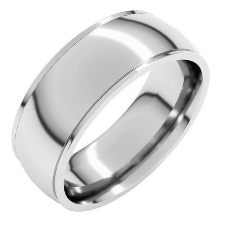 Platinum 7 mm Stepped-Edge Comfort-Fit Half Round Band Size 9.5
