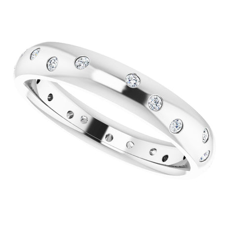 14K White Gold 1/5 CTW Natural Diamond Scattered Comfort-Fit 4 mm Half Round Eternity Band Size 7.5