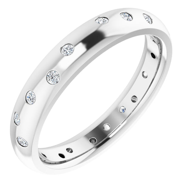 14K White Gold 1/5 CTW Natural Diamond Scattered Comfort-Fit 4 mm Half Round Eternity Band Size 7.5