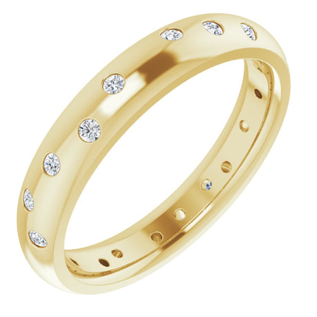 14K Yellow Gold 1/5 CTW Natural Diamond Scattered Comfort-Fit 4 mm Half Round Eternity Band Size 7