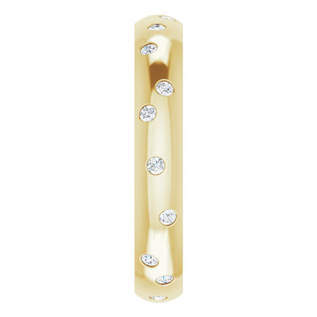 14K Yellow Gold 1/5 CTW Natural Diamond Scattered Comfort-Fit 4 mm Half Round Eternity Band Size 7