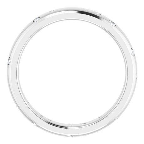 14K White Gold 1/5 CTW Natural Diamond Scattered Comfort-Fit 4 mm Half Round Eternity Band Size 7.5