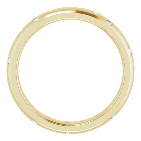 14K Yellow Gold 1/5 CTW Natural Diamond Scattered Comfort-Fit 4 mm Half Round Eternity Band Size 7