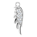 14K White 12.2x3.7 mm Left .015 CTW Natural Diamond Angle Wing Dangle