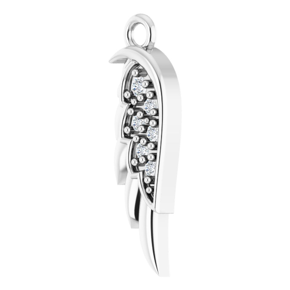 14K White 12.2x3.7 mm Left .015 CTW Natural Diamond Angle Wing Dangle