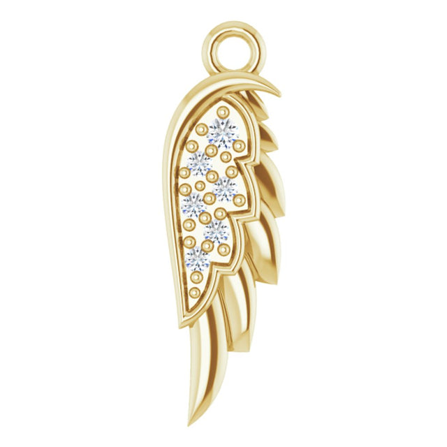 14K Yellow 12.2x3.7 mm Right .015 CTW Natural Diamond Angle Wing Dangle