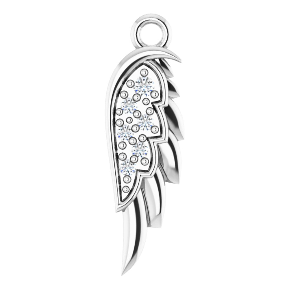 14K White 12.2x3.7 mm Right .015 CTW Natural Diamond Angle Wing Dangle