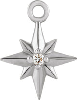 14K White .005 CT Natural Diamond Star Dangle