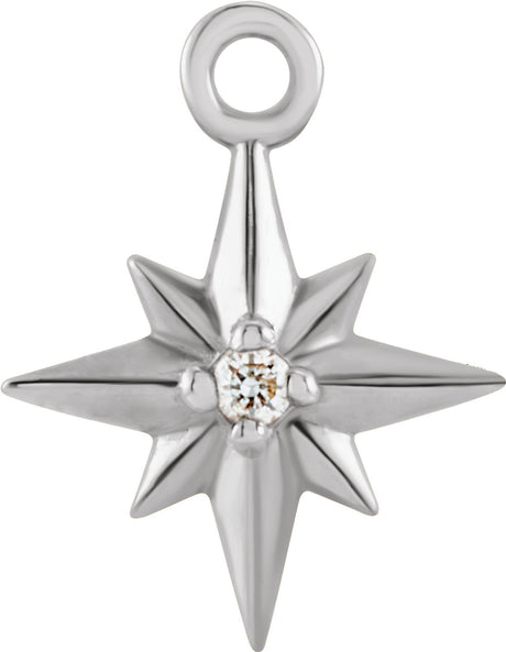 14K White .005 CT Natural Diamond Star Dangle