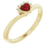 14K Yellow Natural Mozambique Garnet & .03 CTW Natural Diamond Heart Rring