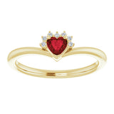 14K Yellow Natural Mozambique Garnet & .03 CTW Natural Diamond Heart Rring