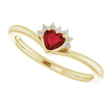 14K Yellow Natural Mozambique Garnet & .03 CTW Natural Diamond Heart Rring