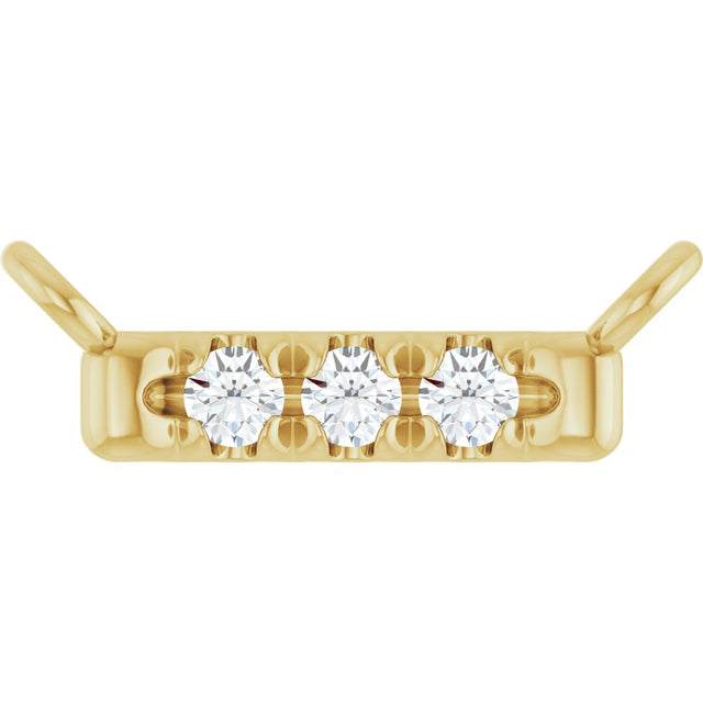14K Yellow Gold .03 CTW Natural Diamond French-Set Bar Necklace Center