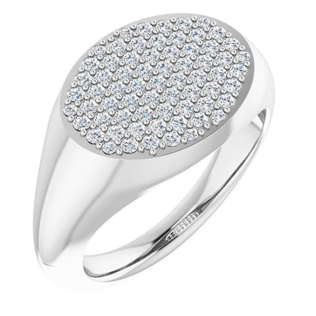 14K White Gold 1/4 CTW Natural Diamond Signet Ring