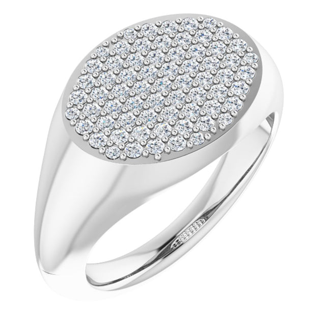 14K White Gold 1/4 CTW Natural Diamond Signet Ring