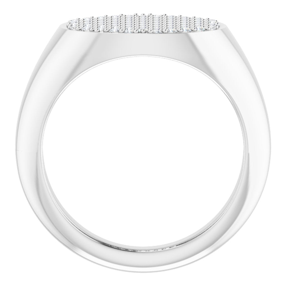 14K White Gold 1/4 CTW Natural Diamond Signet Ring