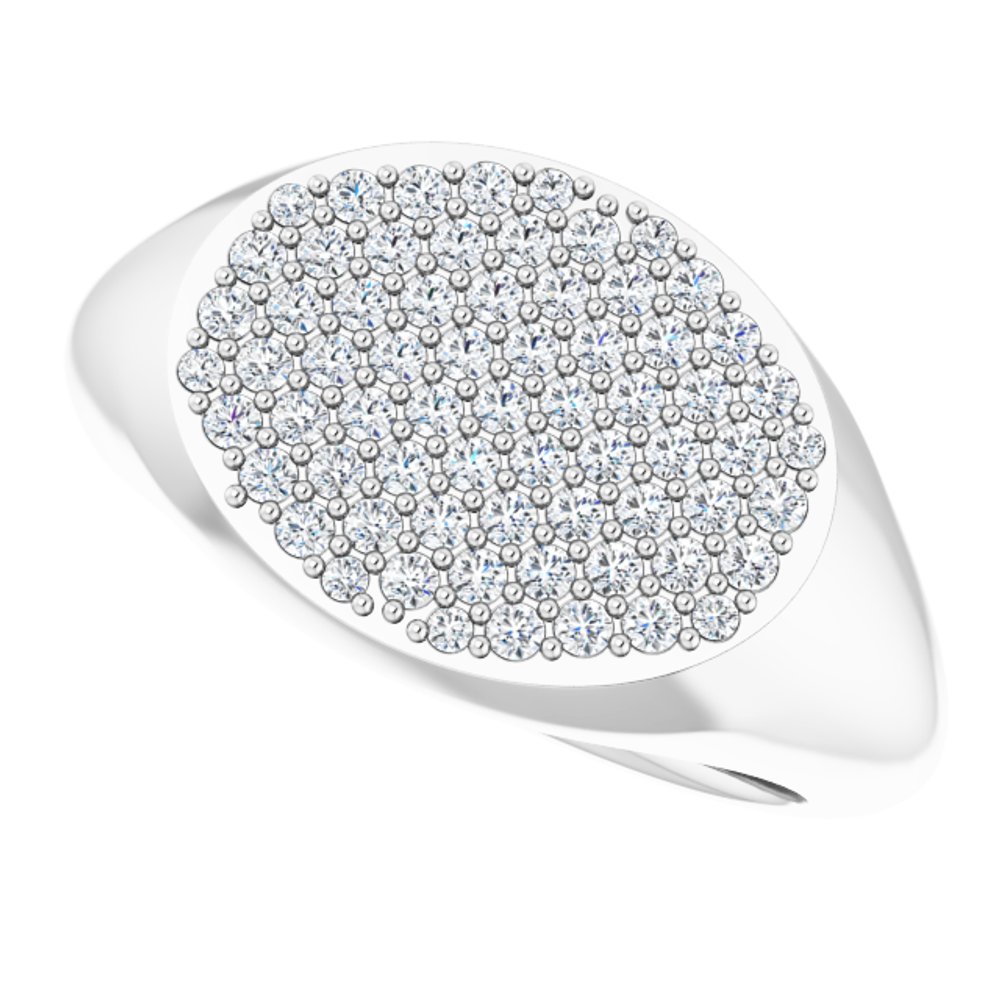 14K White Gold 1/4 CTW Natural Diamond Signet Ring