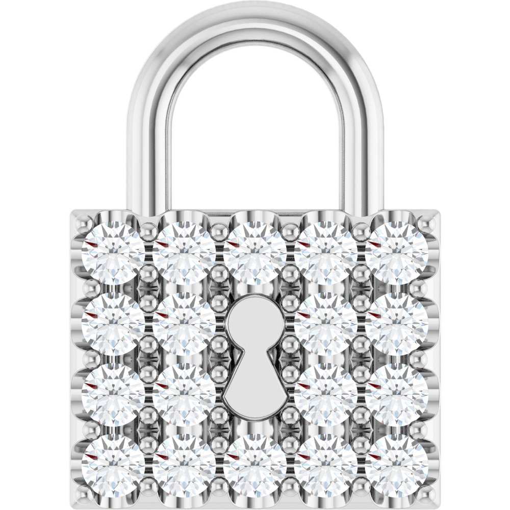 14K White 1/2 CTW Natural Diamond Lock Pendant