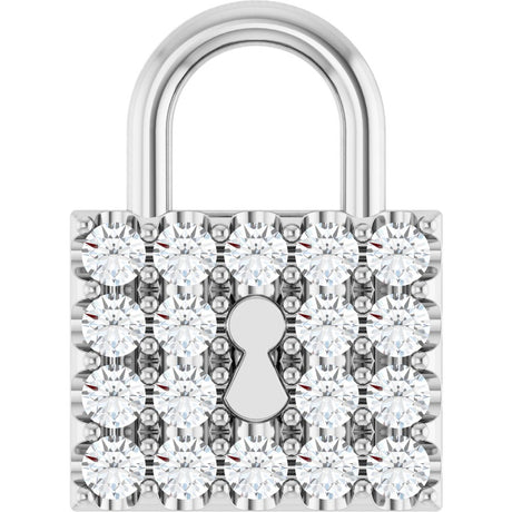 14K White 1/2 CTW Natural Diamond Lock Pendant