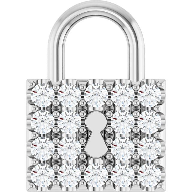 14K White 1/2 CTW Natural Diamond Lock Pendant