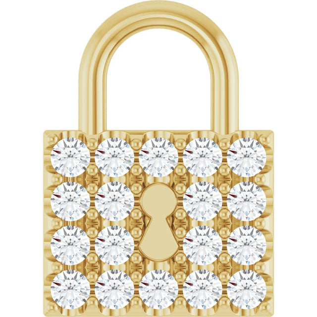 14K Yellow Gold 1/2 CTW Natural Diamond Lock Pendant