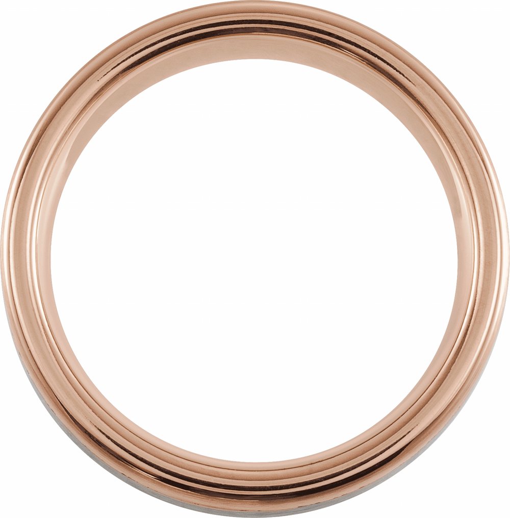 18K Rose Gold PVD Tungsten 8 mm Flat Grooved Satin Band Size 7.5