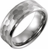 Tungsten 8 mm Beveled Faceted Comfort-Fit Satin Band Size 8