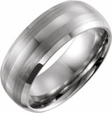 Tungsten 8 mm Beveled-Edge Inlay Comfort-Fit Band Size 8