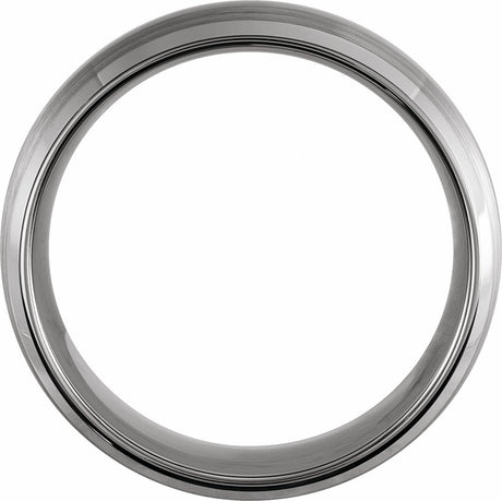 Tungsten 8 mm Beveled-Edge Inlay Comfort-Fit Band Size 8