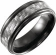 Black PVD Tungsten 8 mm Stepped-Edge Carbon Fiber Inlay Comfort-Fit Band Size 8.5