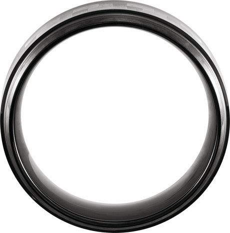 Black PVD Tungsten 8 mm Stepped-Edge Carbon Fiber Inlay Comfort-Fit Band Size 8.5