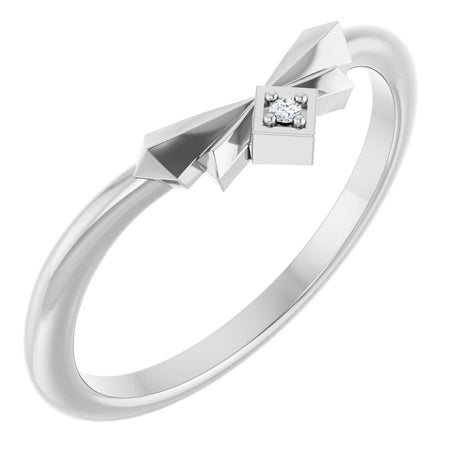 14K White .0075 CT Natural Diamond Accented Contour Band