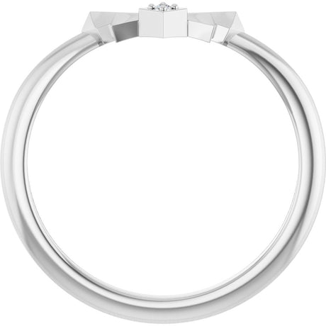 14K White .0075 CT Natural Diamond Accented Contour Band