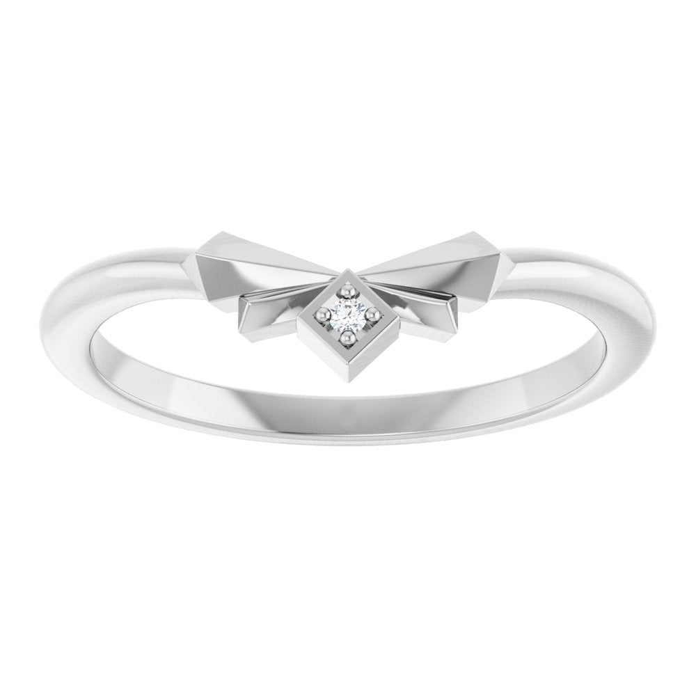14K White .0075 CT Natural Diamond Accented Contour Band