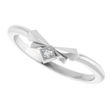 14K White .0075 CT Natural Diamond Accented Contour Band