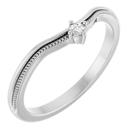 14K White Gold .03 CTW Natural Diamond Contour Band