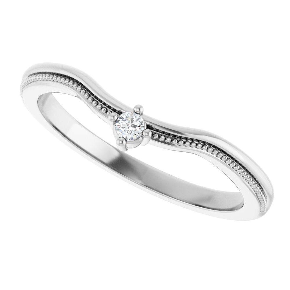 14K White .03 CTW Natural Diamond Contour Band