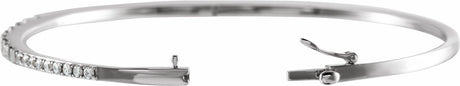 14K White Gold 1 CTW Natural Diamond 7" Bangle Bracelet