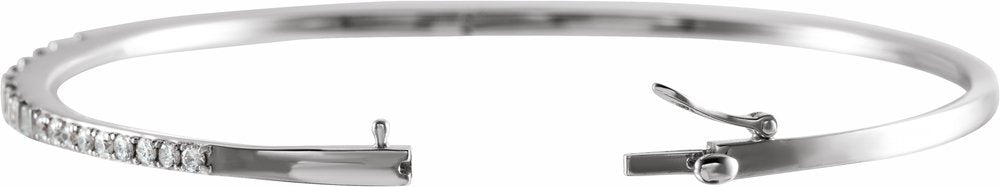 14K White Gold 1 CTW Natural Diamond 7" Bangle Bracelet