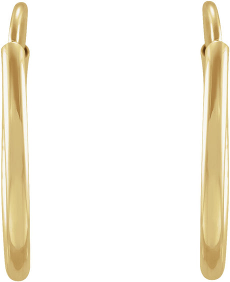 14K Yellow Gold Flexible Endless Tube 12 mm Hoop Earrings
