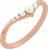 14K Rose Pearl & .03 CTW Natural Diamond Contour Band