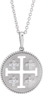 14K White .025 CTW Natural Diamond Jerusalem Cross 16-18" Necklace