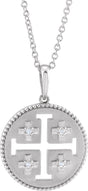 14K White Gold .025 CTW Natural Diamond Jerusalem Cross 16-18" Necklace