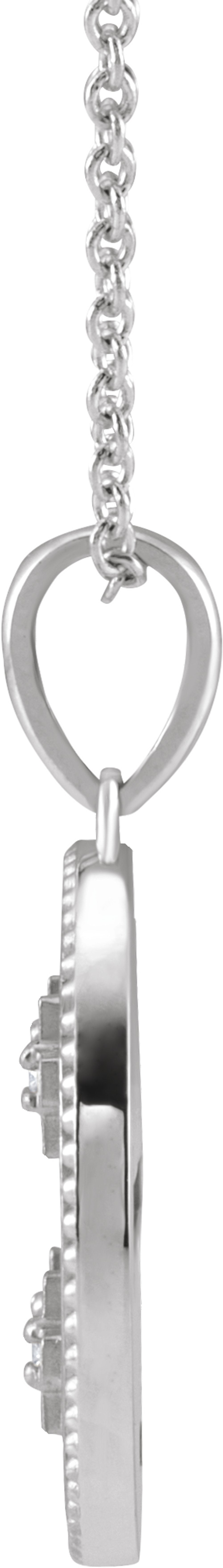 14K White Gold .025 CTW Natural Diamond Jerusalem Cross 16-18" Necklace