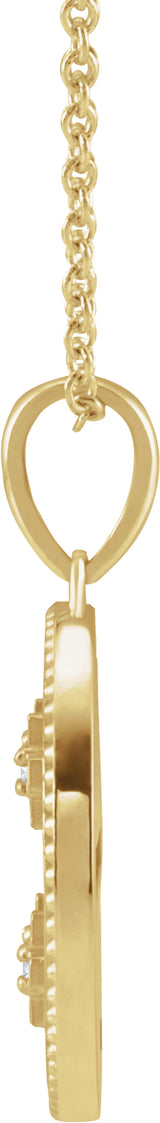 14K Yellow Gold .025 CTW Natural Diamond Jerusalem Cross 16-18" Necklace