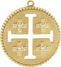 14K Yellow .025 CTW Natural Diamond Jerusalem Cross Dangle 