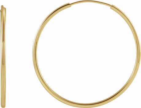 14K Yellow Gold Flexible Endless Tube 25 mm Hoop Earrings